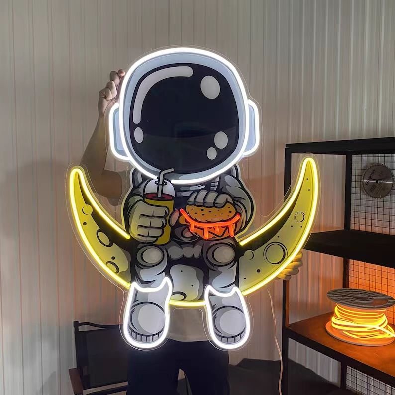 5v Art Blue Moon Led Neon Sign Custom for Bedroom Wedding Signage Home Decoration Light USB Battery Acrylic 3D Electronic Sign