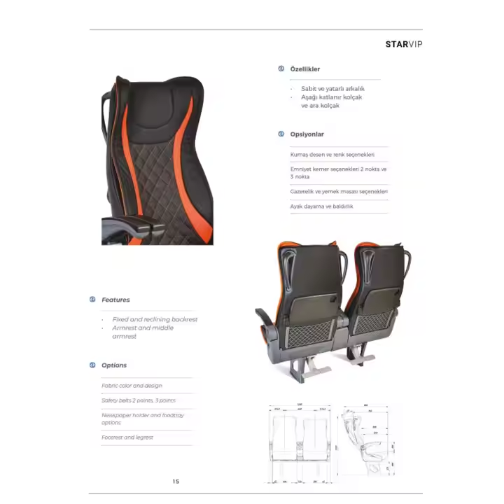 Nice Manufacturing Best Class Adjustable Leather PVC Material Passenger Bus Car Frame Sprinter VIP Seats