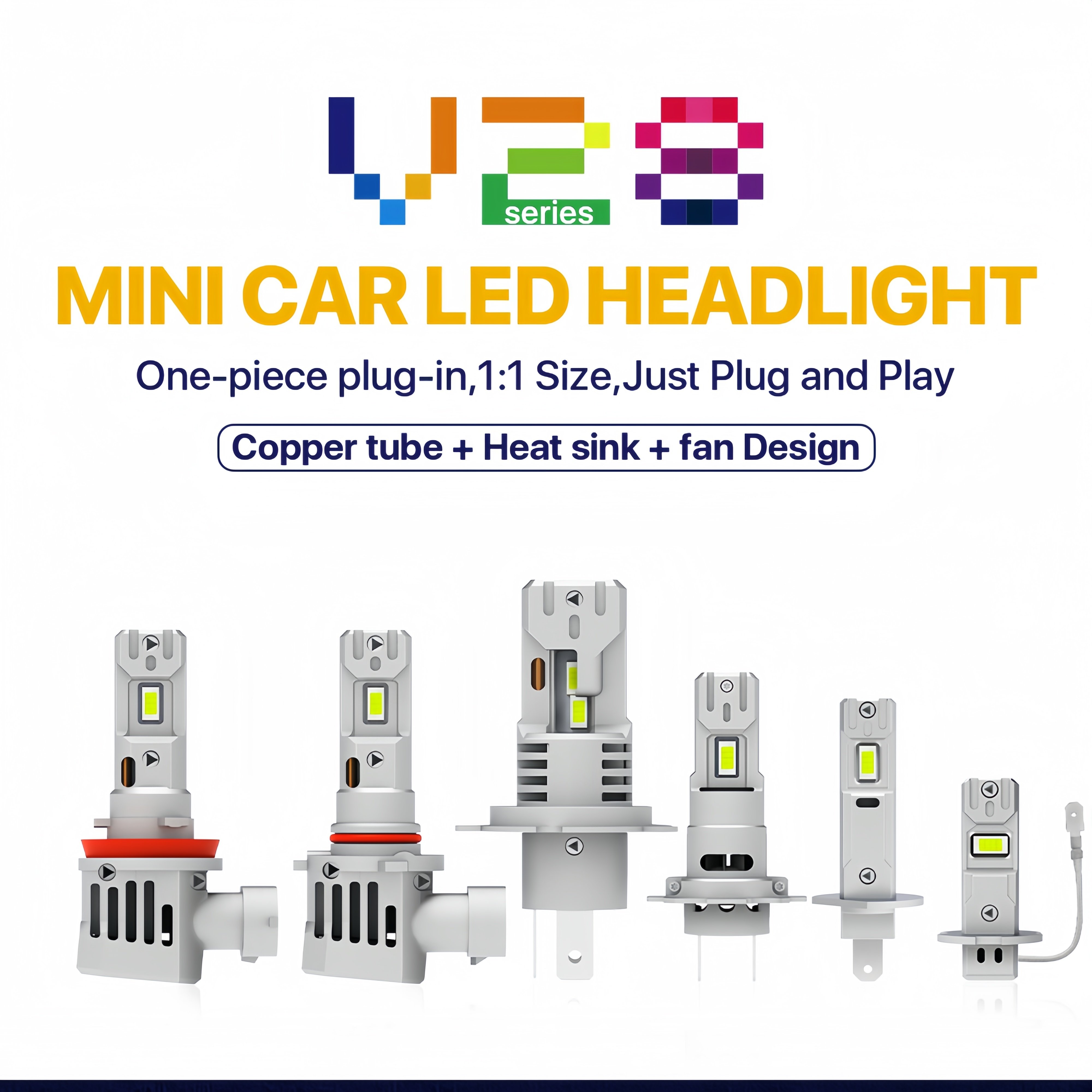 9005 HB3 Mini Led Headlight Fog Light Bulb 6500K White Light 20000LM DC12V-18V Car Headlamp
