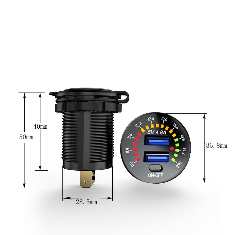 Unique Style Product Color Screen Motorbike Modification Accessories Dual USB Charging Plug Fast Charger