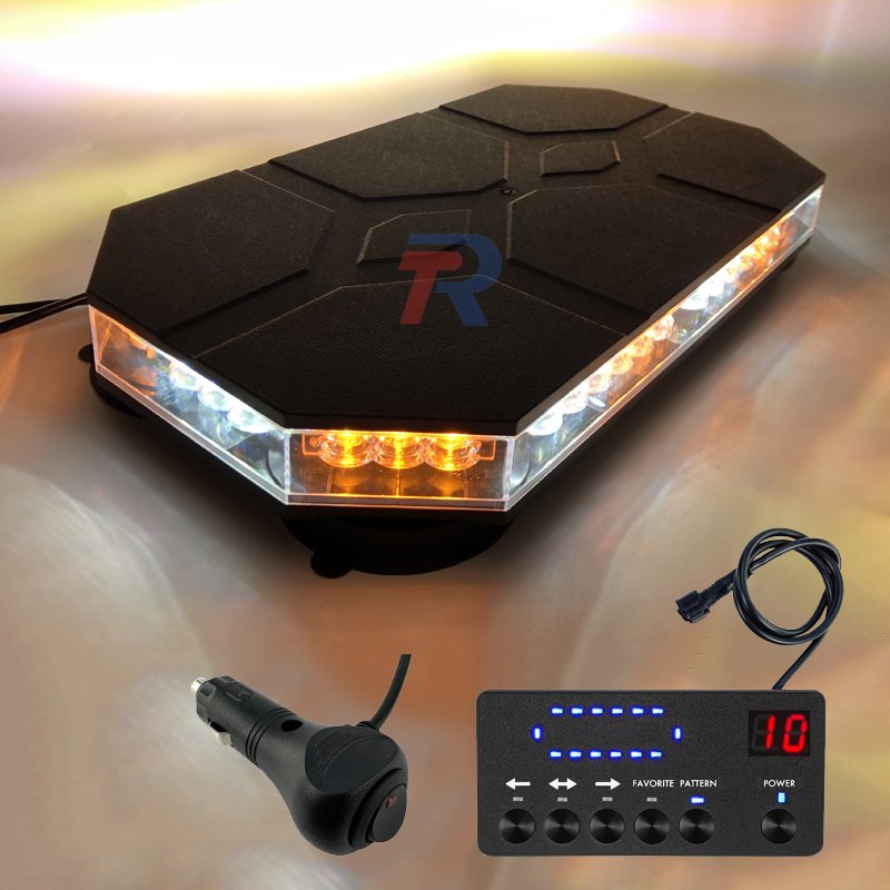 Universal Fit Car Van Bus LED Amber Alert Ceiling Light Rectangle 42W 14 Inches Rotating Emergency Vehicle Roof Top Beacon Light