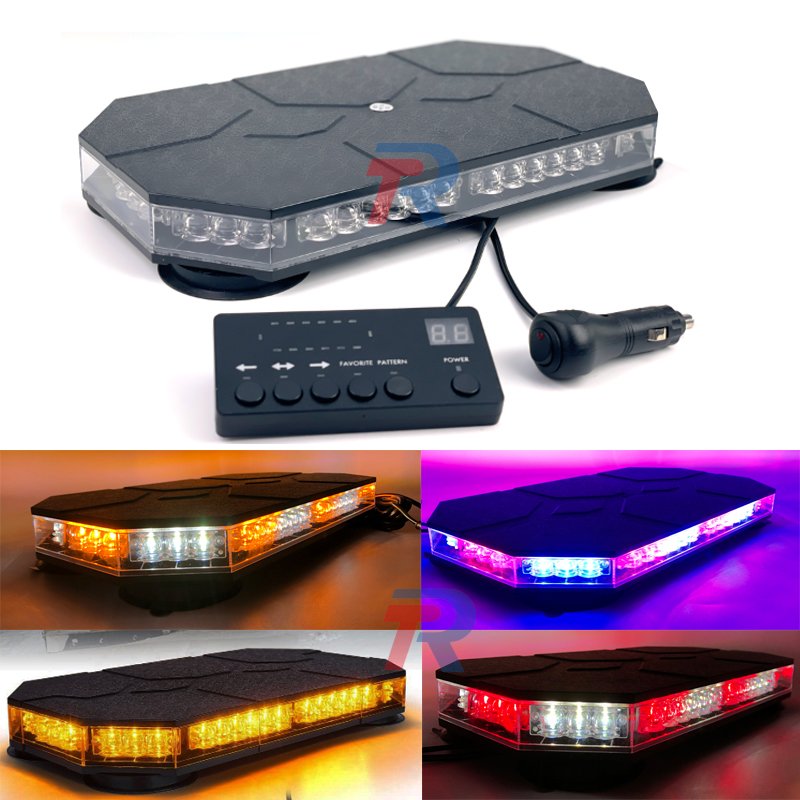 Universal Fit Car Van Bus LED Amber Alert Ceiling Light Rectangle 42W 14 Inches Rotating Emergency Vehicle Roof Top Beacon Light