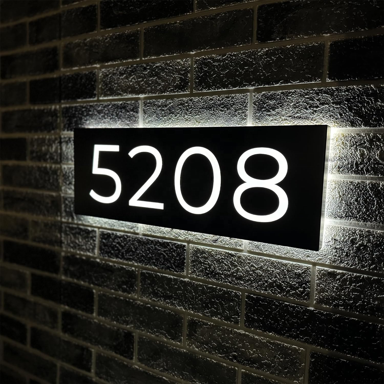 Backlit House Address Sign Aluminum and Acrylic Number Plague Light up Solar House Number Light for Outside Exterior Yard Sign