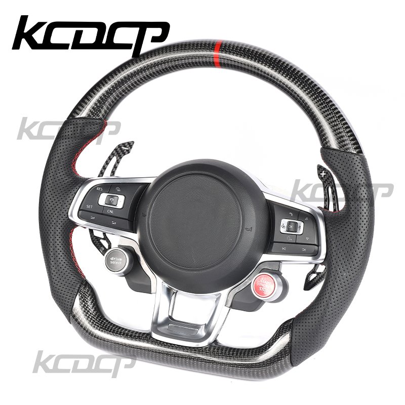 Carbon Fiber Steering Wheel Fit for VW GOLF MK7 GTI GTS R-line POLO SCIROCCO GTD GTE MK6 CC PASSAT JETTA Steering Wheel Control