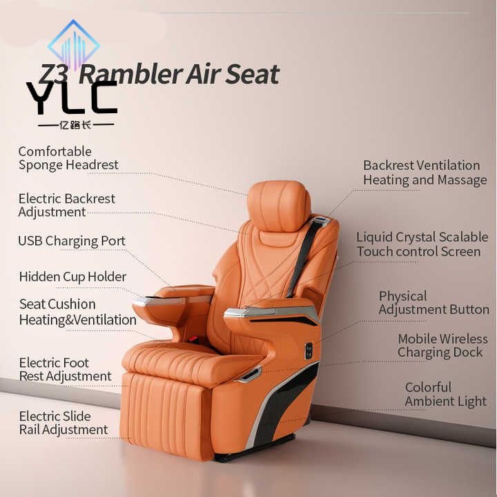 YLC Luxury Aero Seats Zero Gravity with Ambient Light Factory Manufacturer for Mini Bus Leather Material Model Alphard