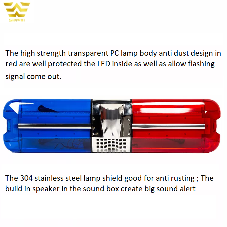 Factory Wholesale DC12V Red Blue Emergency Lights LED Roof Mount Warning Flashing Ambulance Light bar With Siren Horn