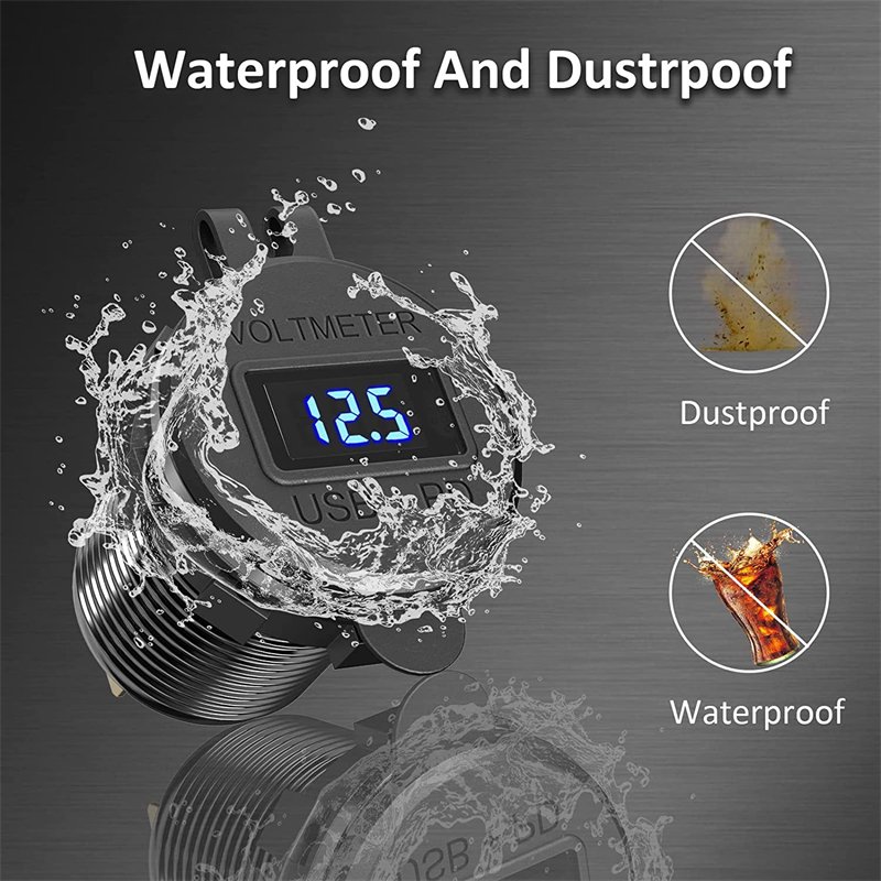 Best Selling Digital Display Screen Car Charger Dual USB Port QC3.0 Fast Charging Charger Plug Socket with Colorful Light