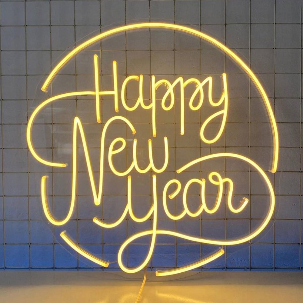 2025 Happy New Year Decorative Neon Arts LED Fast Delivery Business Wedding Room Decor Customized Neon Sign