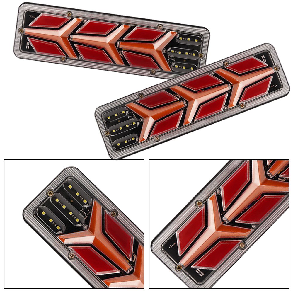12/24V Dynamic LED Waterproof Truck Tail Light Turn Signal Rear Brake Lights Reverse Signal Lamp for Trailer Lorry Bus Camper
