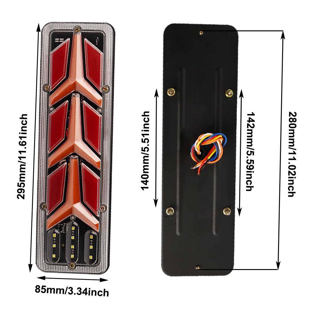 12/24V Dynamic LED Waterproof Truck Tail Light Turn Signal Rear Brake Lights Reverse Signal Lamp for Trailer Lorry Bus Camper