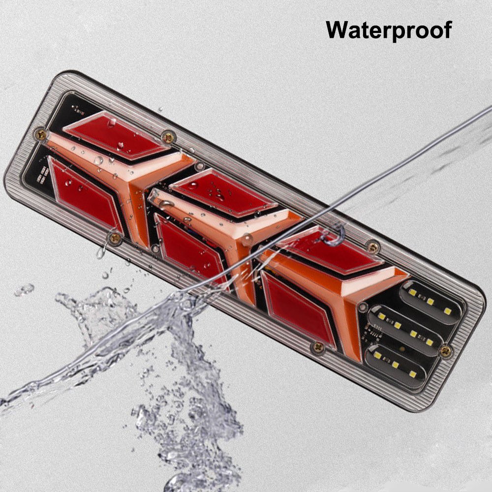 12/24V Dynamic LED Waterproof Truck Tail Light Turn Signal Rear Brake Lights Reverse Signal Lamp for Trailer Lorry Bus Camper