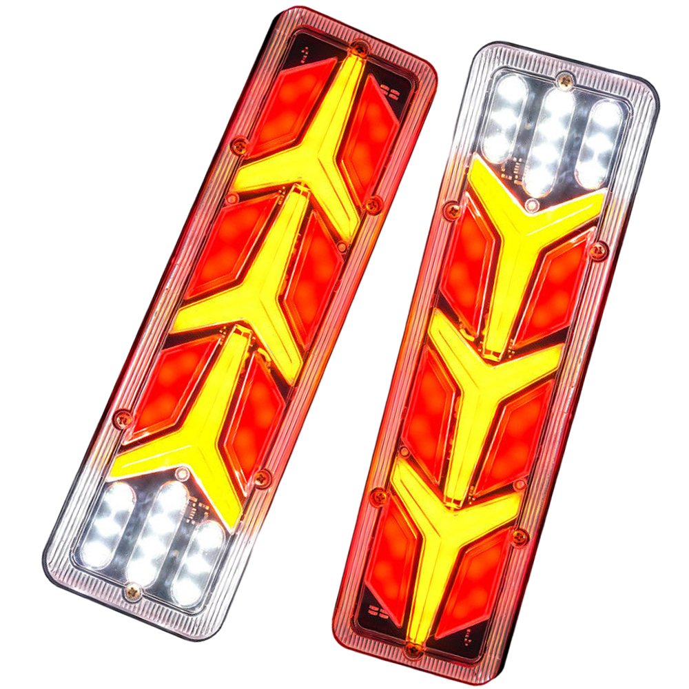 12/24V Dynamic LED Waterproof Truck Tail Light Turn Signal Rear Brake Lights Reverse Signal Lamp for Trailer Lorry Bus Camper