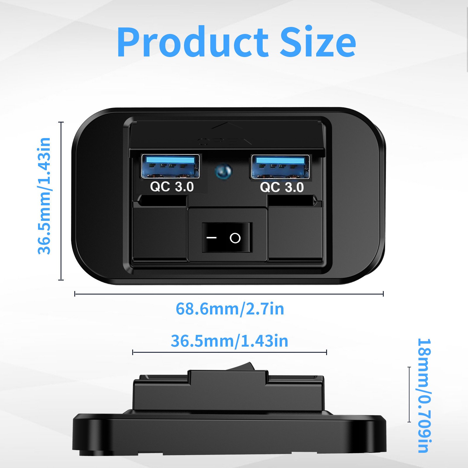 HOT 36W QC3.0 RV USB Outlet Car Charger Dual USB Port With Power Off Switch Mount for Cars Bus Boat Marine ATV Truck Golf Cart