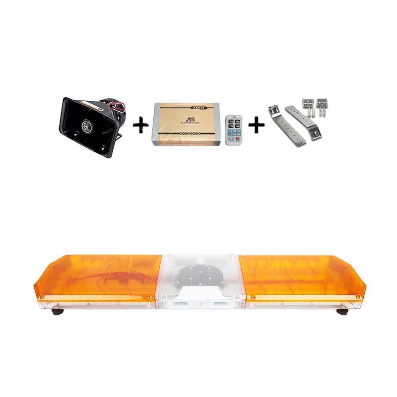 47 Inch Emergency Lightbar Red Blue LED Ambulance Amber Warning Light Siren Horn for Car Vehicle Firefighter Strobe Light Bar