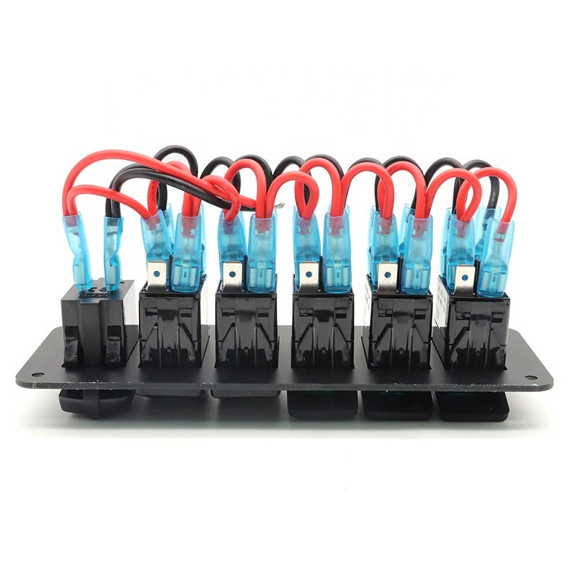 5 Gang Marine Boat Rocker Switch Panel Waterproof Dual USB Port Car Charger Socket 12V 20A on OFF LED Rocker Switch Illuminated