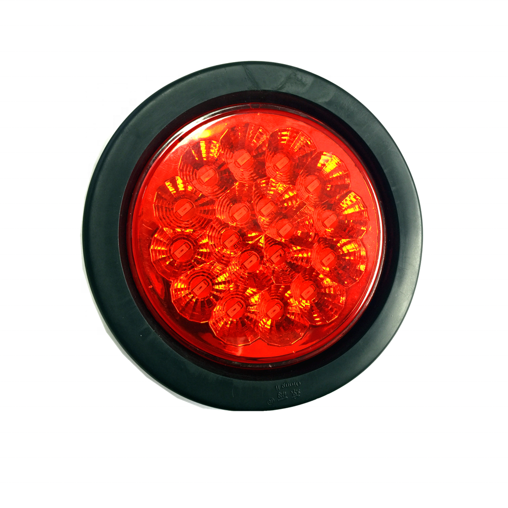 QL-5054 18 LEDs 4" Inch Red Yellow White Round Stop/Turn/Tail for Semi Truck Light with Grommet for Long Vecheil 24V