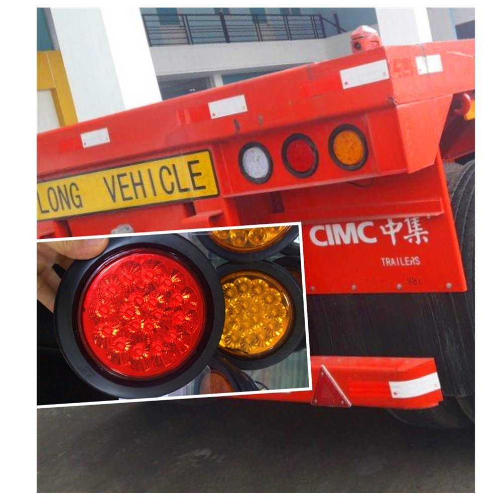 QL-5054 18 LEDs 4" Inch Red Yellow White Round Stop/Turn/Tail for Semi Truck Light with Grommet for Long Vecheil 24V