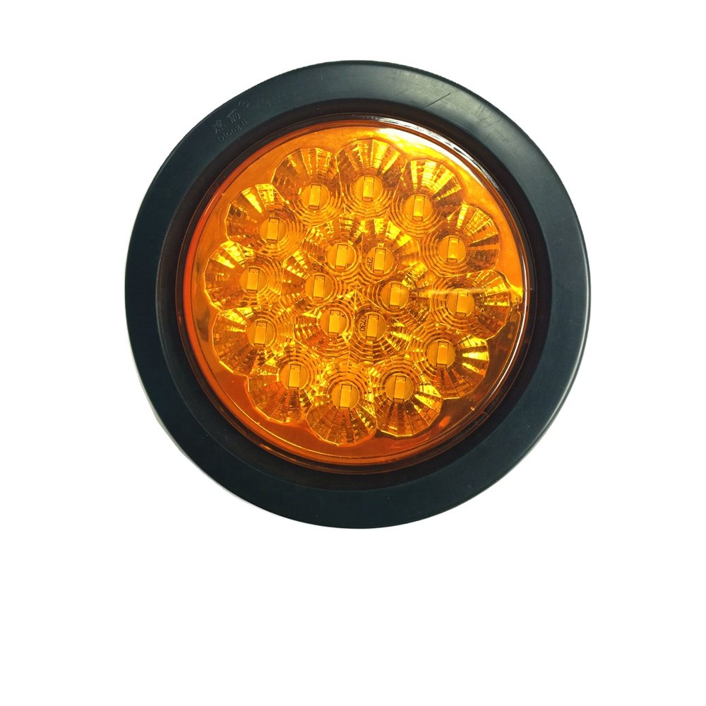 QL-5054 18 LEDs 4" Inch Red Yellow White Round Stop/Turn/Tail for Semi Truck Light with Grommet for Long Vecheil 24V