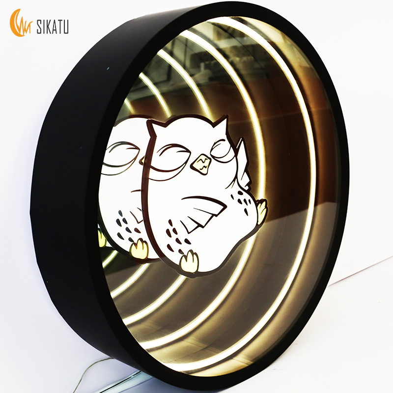 Custom Direct Factory Neon Infinite Glass Illusion Tunnel 3D Mirror Box Effect Round Infinity Mirror Table Electronic Sign