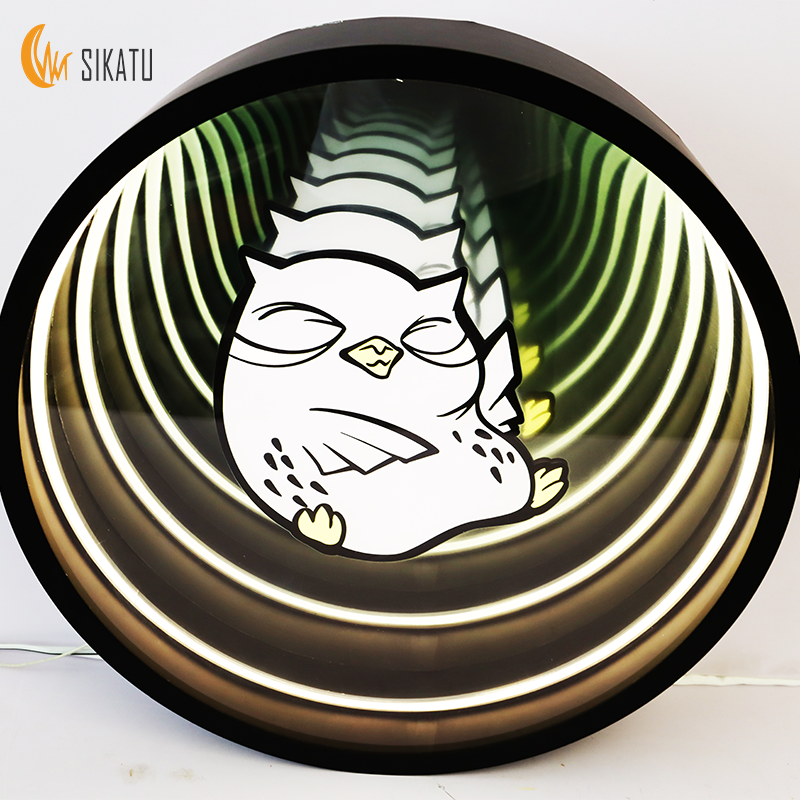 Custom Direct Factory Neon Infinite Glass Illusion Tunnel 3D Mirror Box Effect Round Infinity Mirror Table Electronic Sign
