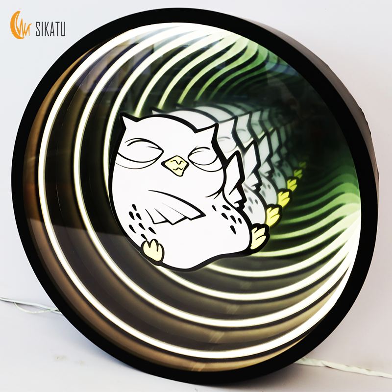 Custom Direct Factory Neon Infinite Glass Illusion Tunnel 3D Mirror Box Effect Round Infinity Mirror Table Electronic Sign