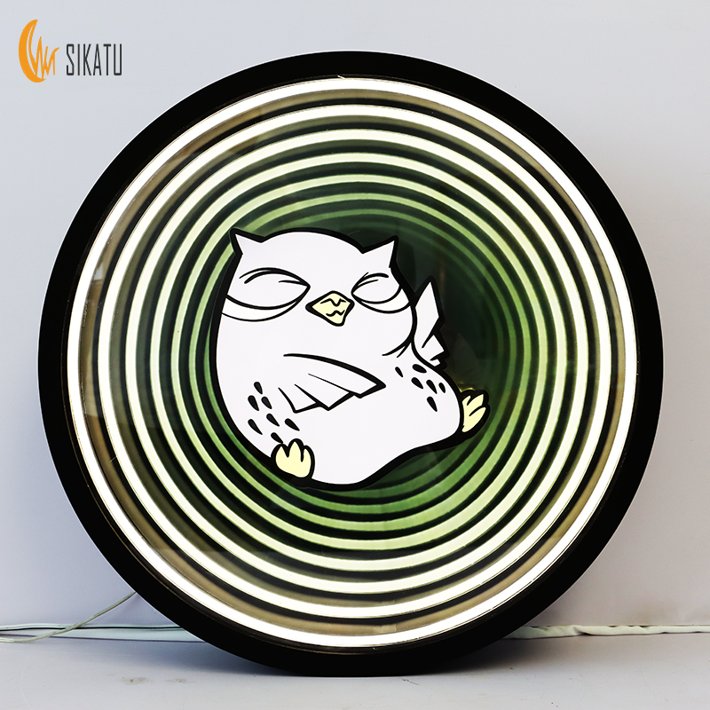 Custom Direct Factory Neon Infinite Glass Illusion Tunnel 3D Mirror Box Effect Round Infinity Mirror Table Electronic Sign