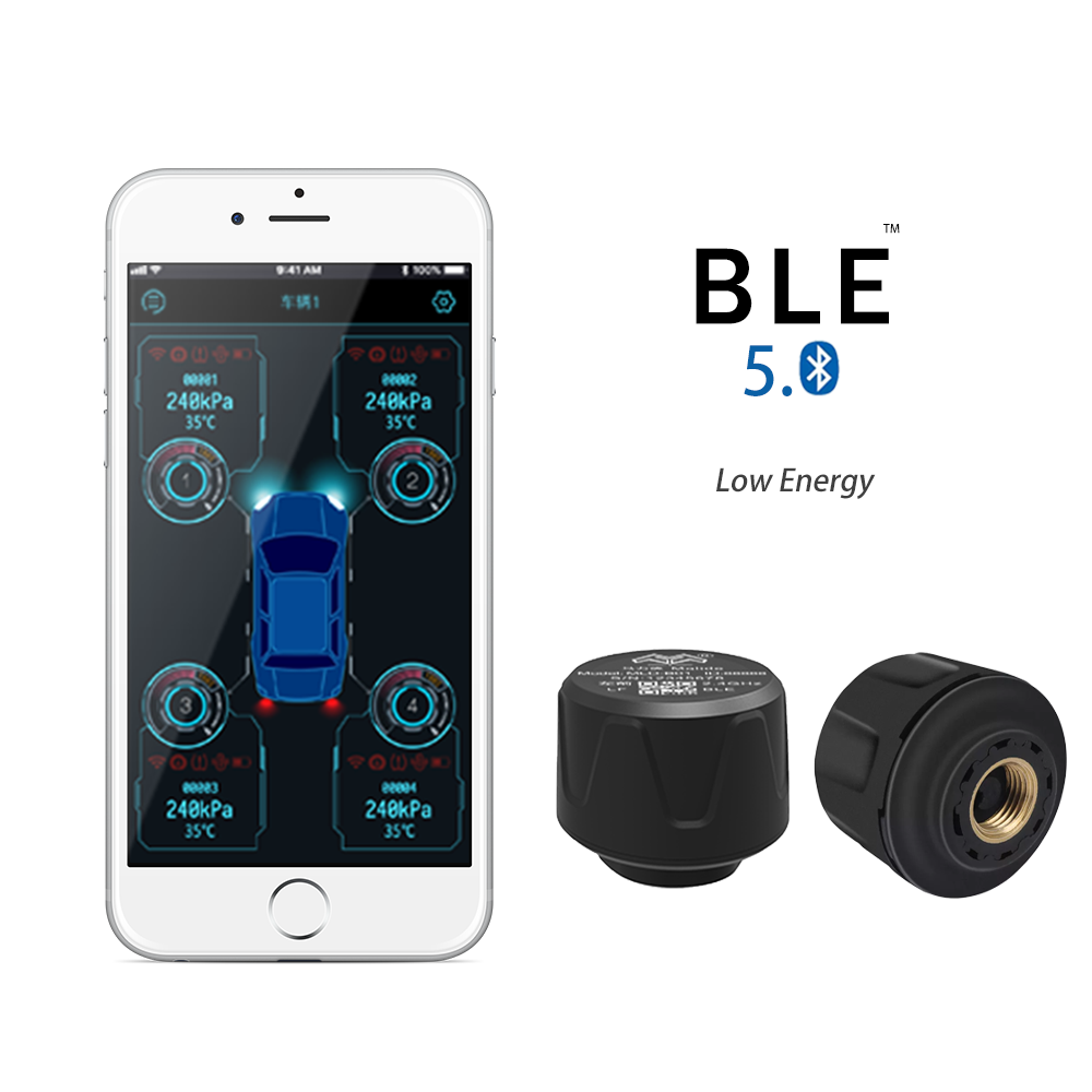 BLE 2.4GHz 120PSI Wireless External TPMS Sensor for Android and IOS App for Nissan Toyota Honda Tesla Y