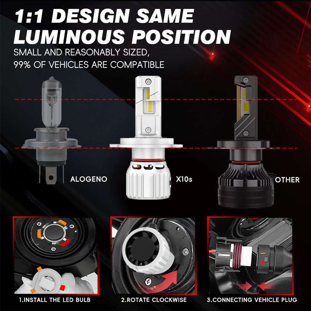 Super Bright X10S LED Headlight Bulbs H7 H11 9005 9006 H4 H1 With 360° Around Copper Tube Cooling 10000LM for Car LED Headlights