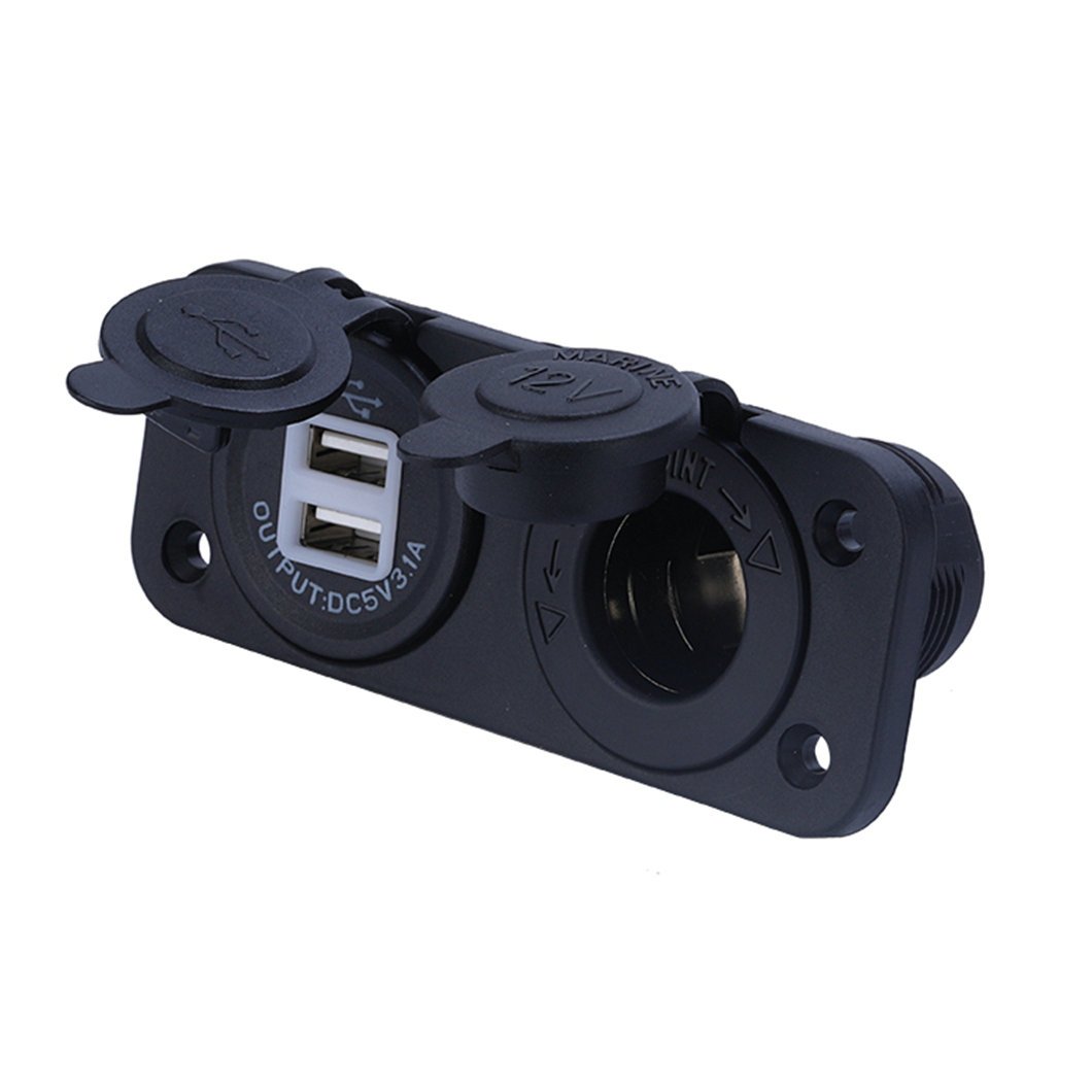 12v Dual USB Charger Power Adapter 2 in 1 Cigarette Lighter Socket 5V 3.1A for Car Motorcycle