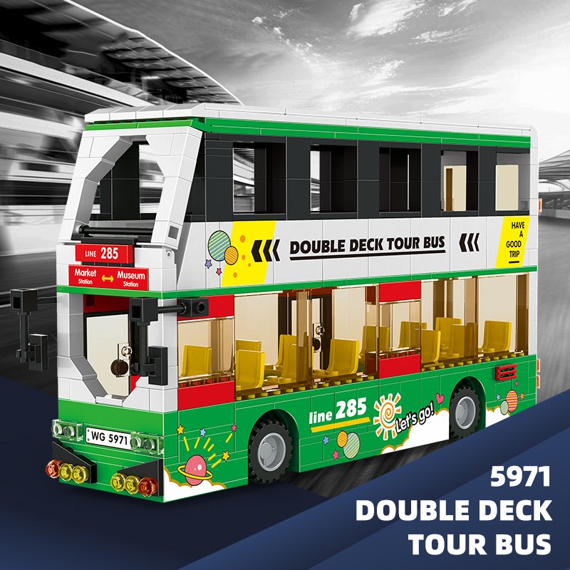 City Street Scene 5971 Double Deck Tour Bus Double-Decker Bus Building Block Set Assembly Collection Toy for Kids Unisex