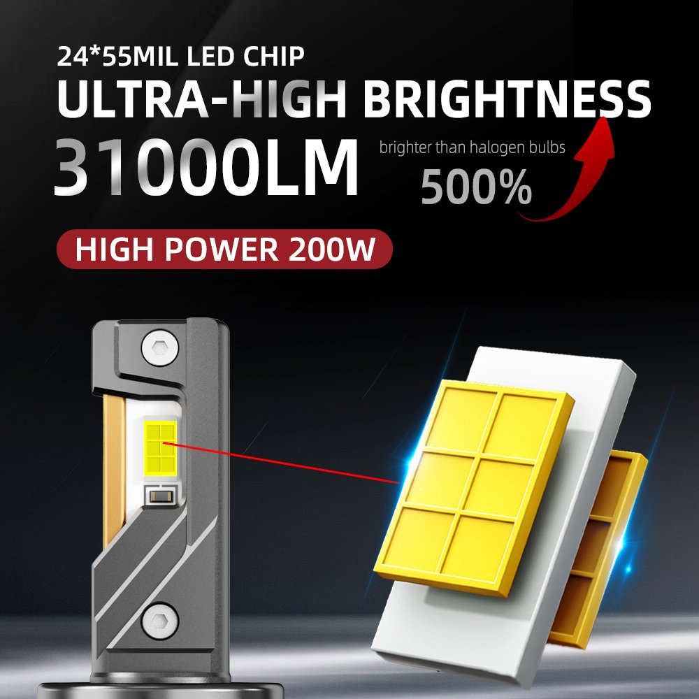 Auto Lighting System Car Led Headlight Bulbs 200W 30000 Lumen High Power 9005 9006 H3 H4 H7 H11 LED Headlight