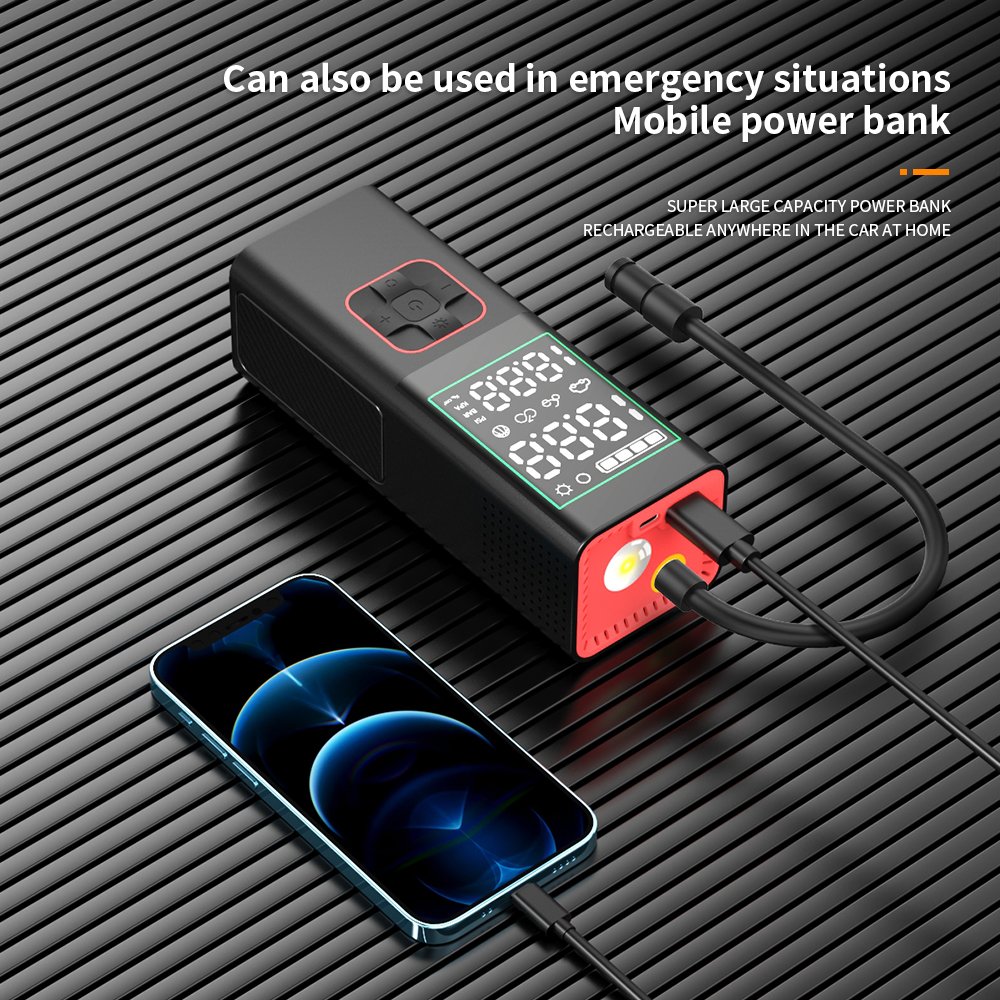 China Factory Abs 12v Electric Inflator Car Air Pump for Tire Inflation Tire Pressure Monitor Portable Car Air Compressor Pump