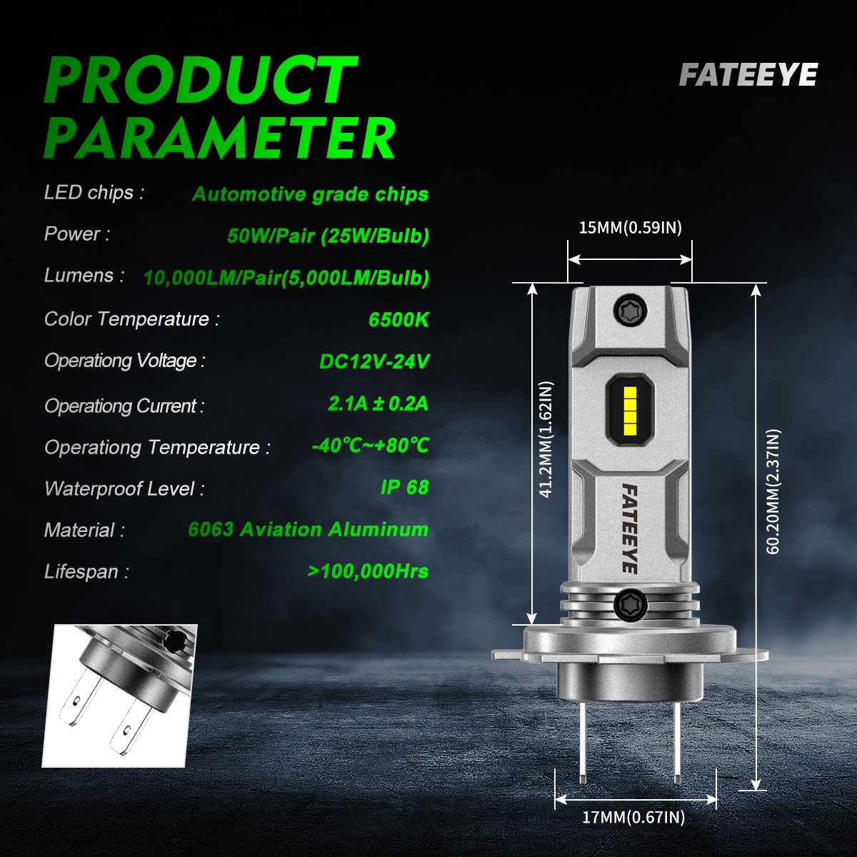 Fateeye H7 Led Headlights Bulb Headlamp Led Lighting for Cars Led Head Lights Auto Lighting System