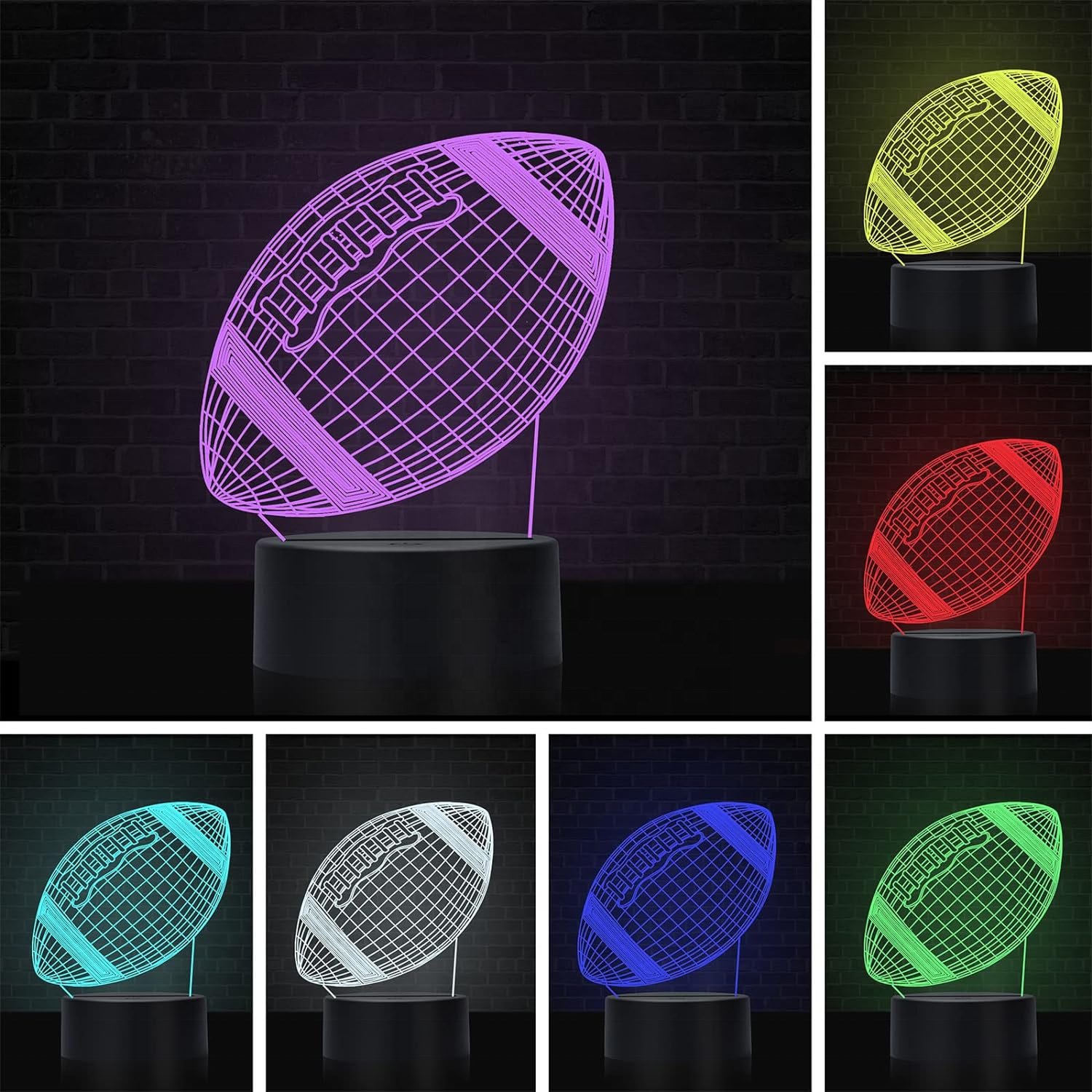 Rugby Football 3D Lamp Optical Illusion Night Light Acrylic and ABS Base USB Cable 3d Acrylic Light Decorating Room