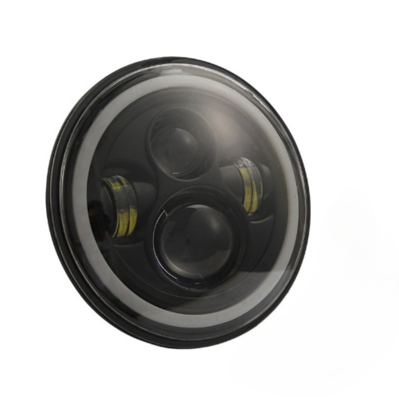 Waterproof Car Motorcycle Spare Parts 7 Inch High Low Beam 4 LED Headlight With White and Yellow Aperture
