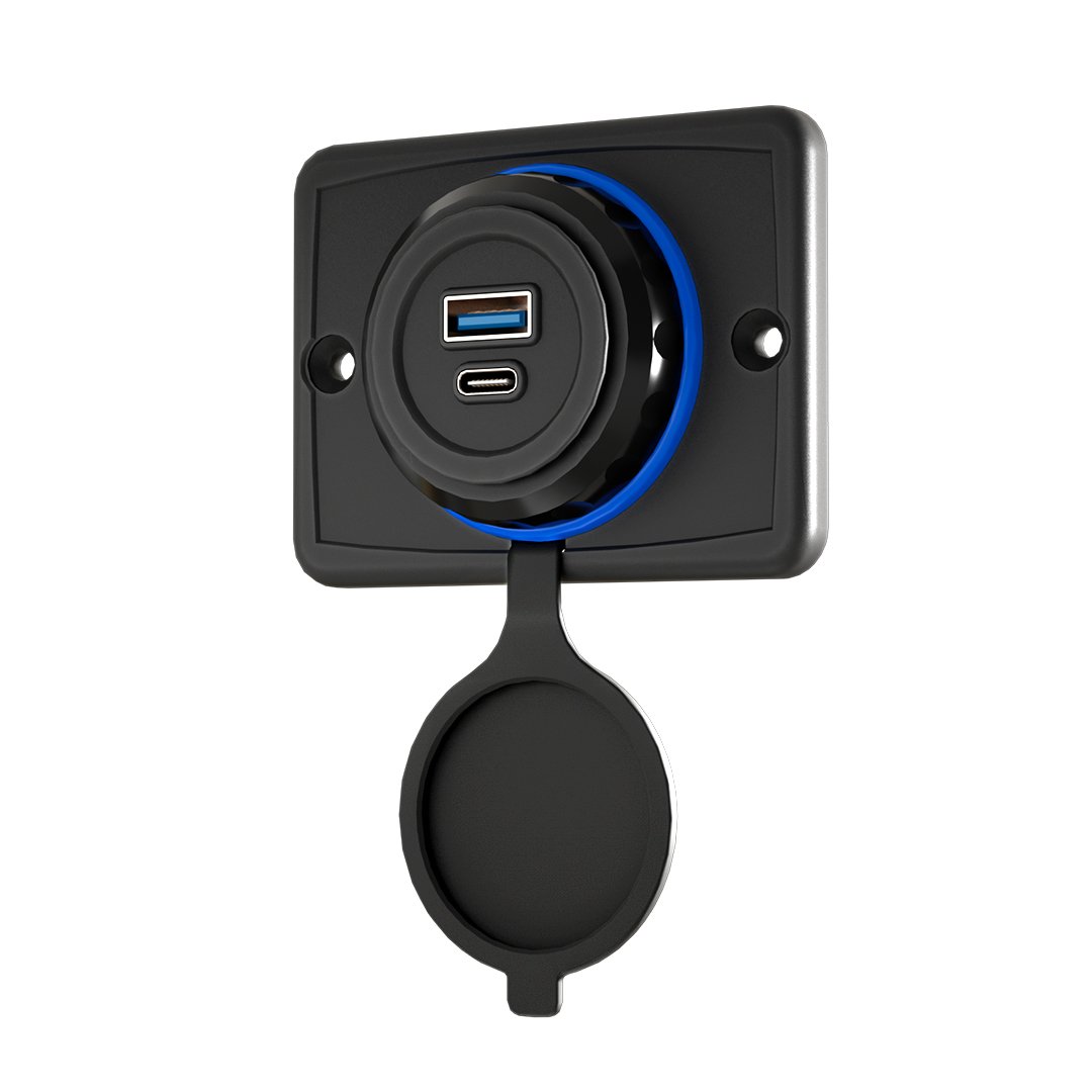 Bus Parts Accessories Blue Red Diode Led 24V Input Bus Charger Rectangular Type Usb Charger and C for Bus Seat