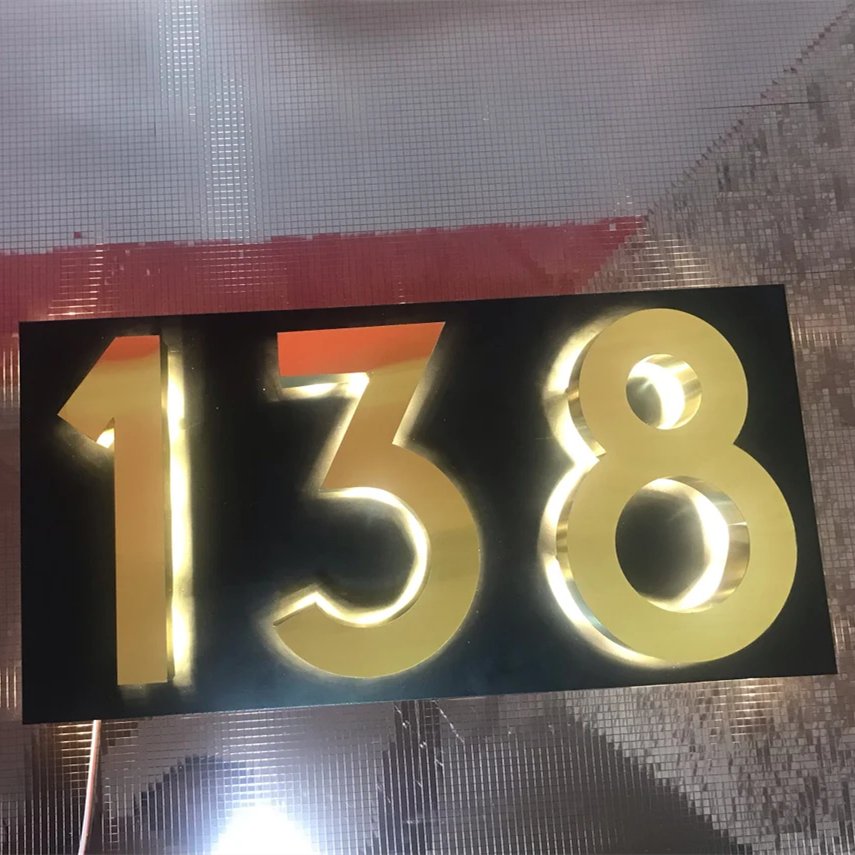 Stainless Steel Solar House Number Light Waterproof Door Sign for Home Outdoor Building House Number Address Display