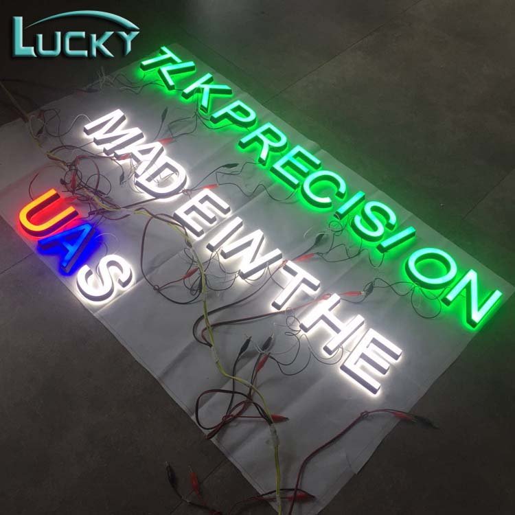 Custom Wall Sign Outdoor Green Color Led Light Advertising Company logo 3d Acrylic Letter Sign