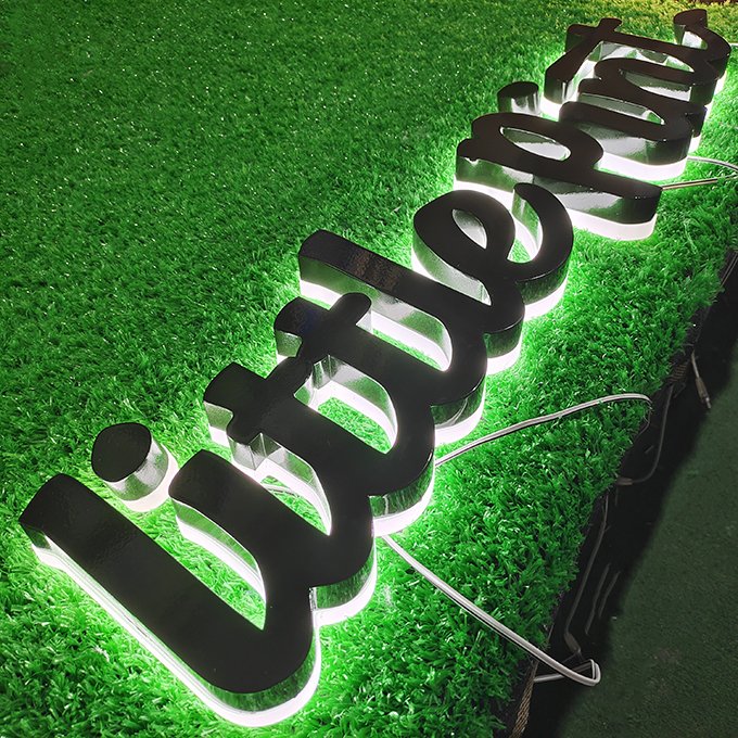 Backlit Led Logo Mirror Brushed Sign Custom 3d Business Lighting Channel Letters Building Signs