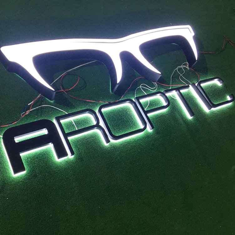 Backlit Led Logo Mirror Brushed Sign Custom 3d Business Lighting Channel Letters Building Signs