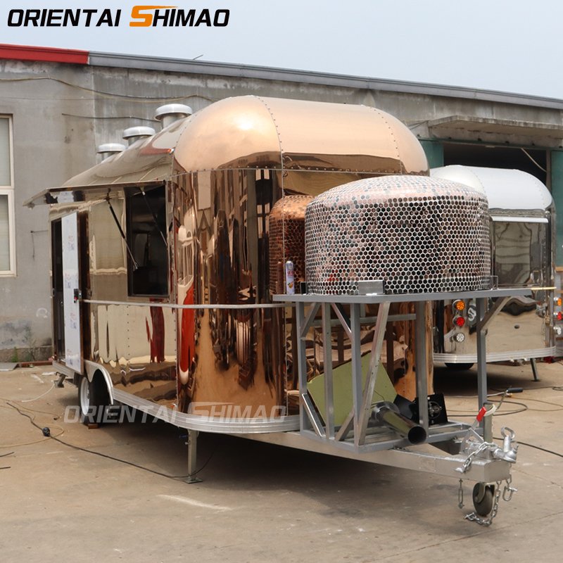 Shimao Oriental Stainless Steel Airstream Food Trailer Mobile Restaurant for BBQ Hot Dogs Coffee Ice Cream Fast Vending Cart