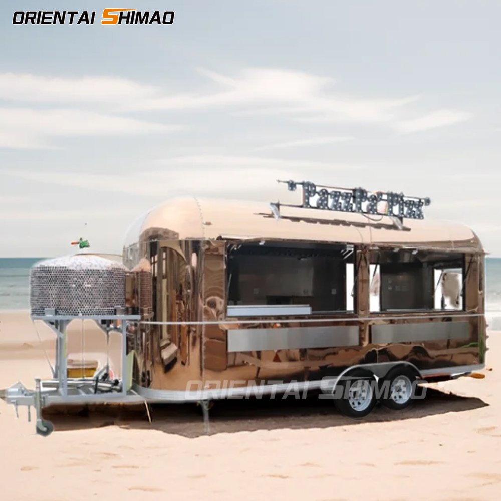 Shimao Oriental Stainless Steel Airstream Food Trailer Mobile Restaurant for BBQ Hot Dogs Coffee Ice Cream Fast Vending Cart