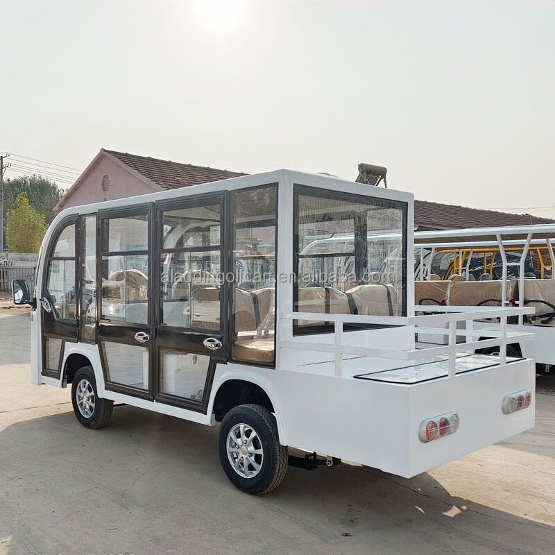 Electric Sightseeing Bus with 8 Seats, Fully Enclosed Four Wheeled Patrol Scenic Spot Sightseeing Shuttle Bus and coach