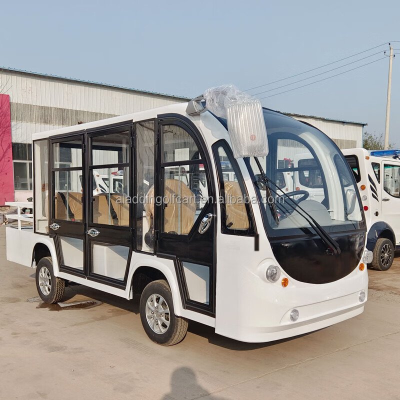 Electric Sightseeing Bus with 8 Seats, Fully Enclosed Four Wheeled Patrol Scenic Spot Sightseeing Shuttle Bus and coach