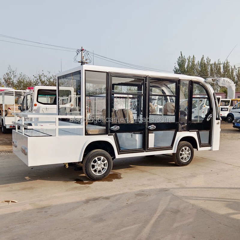 Electric Sightseeing Bus with 8 Seats, Fully Enclosed Four Wheeled Patrol Scenic Spot Sightseeing Shuttle Bus and coach