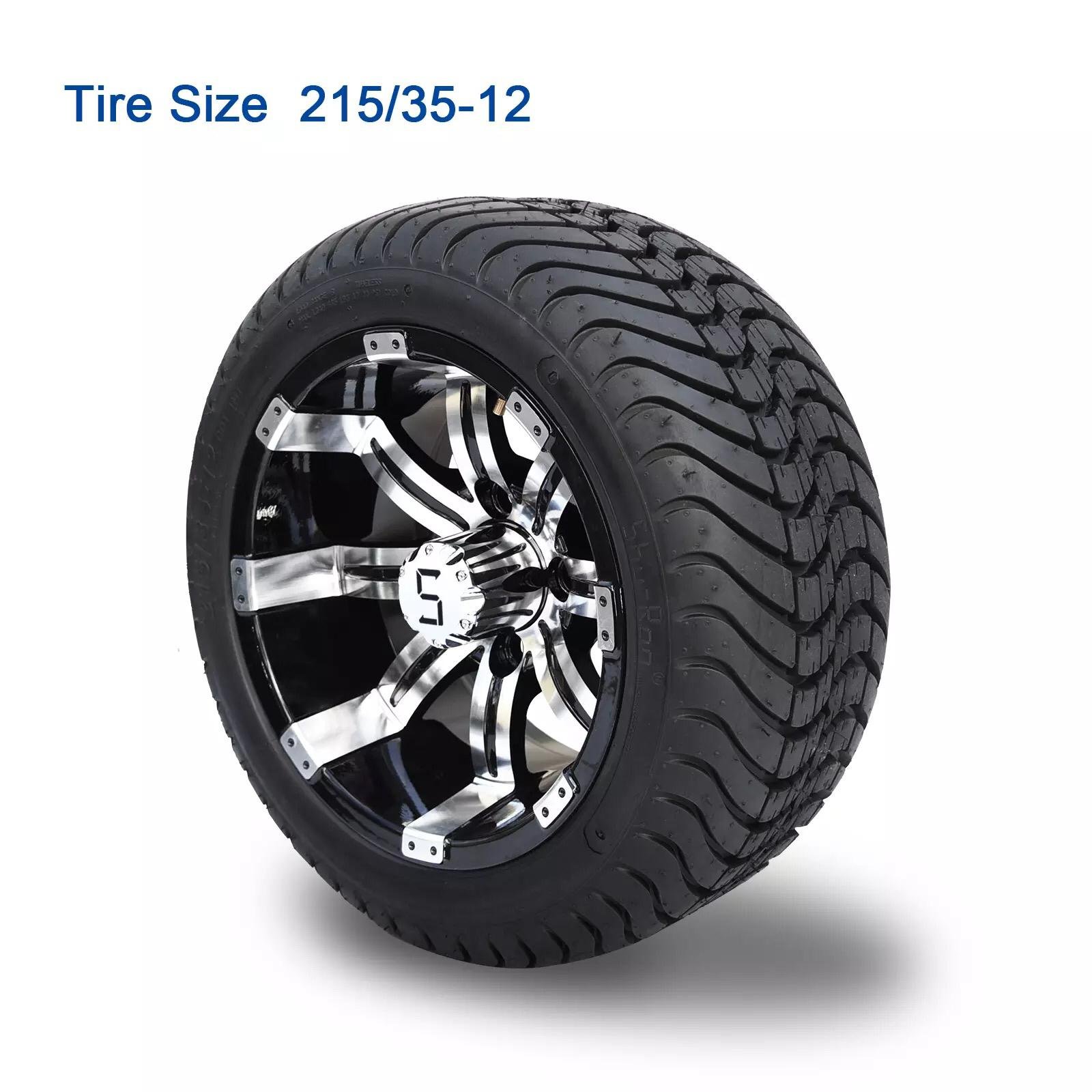 18*8.5-8 Black Tires with Wheel Hub Set of 4 for Club Car TXT