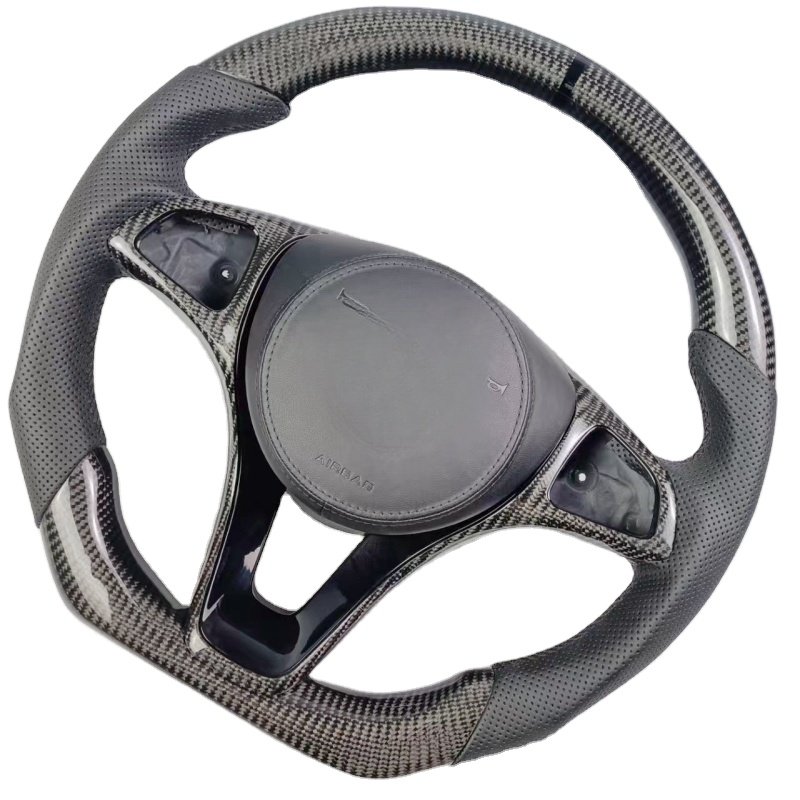 For Mercedes-Benz AMG D-Shape Carbon Fiber Leather Steering Wheel Red Stitch BMW E Class G Class 4 Series M4 M2 A1 Compatible