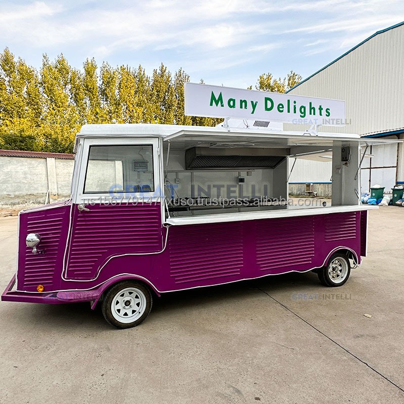 In Stock London Bus Ice Cream Sale Used Dessert Mobile Coffee Truck Cart and Food Trailer for American Vendor Outside Bar