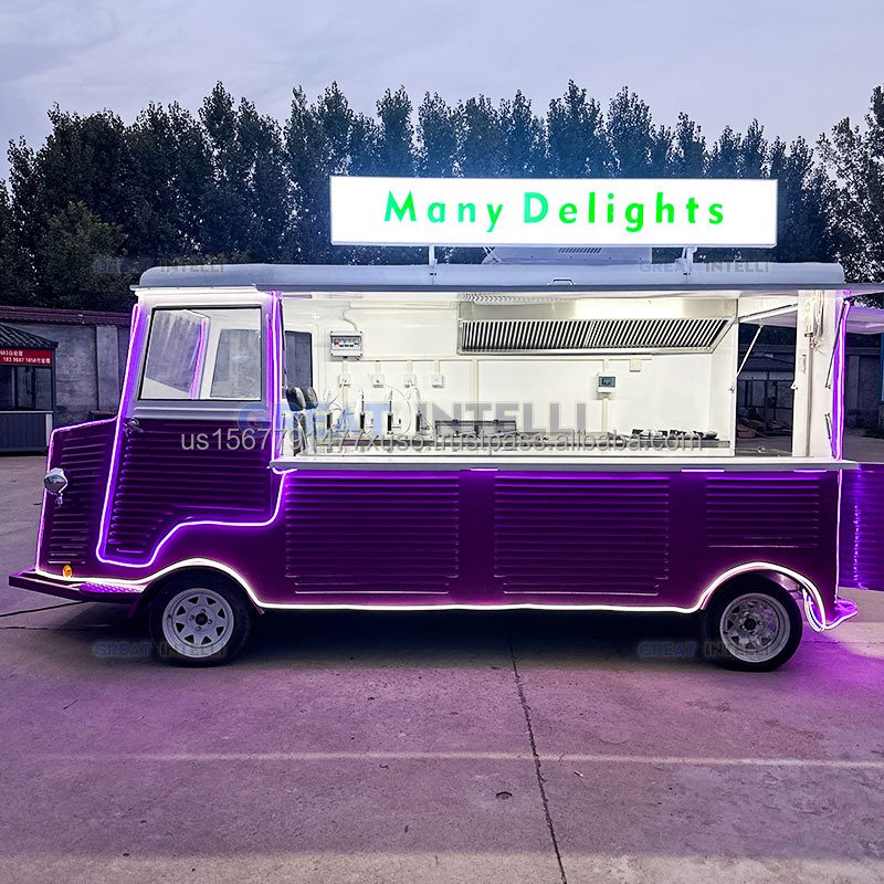 In Stock London Bus Ice Cream Sale Used Dessert Mobile Coffee Truck Cart and Food Trailer for American Vendor Outside Bar
