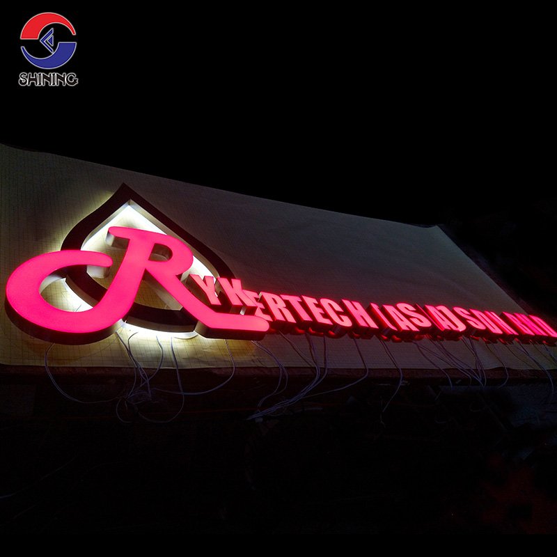 External Signage Mirror Polished Gold Stainless Steel Letters LED With Backlit for Store Front Signs